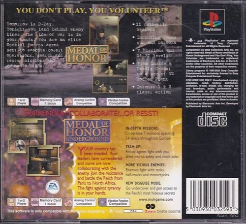 Medal of Honor + Medal of Honor Underground - PS1 (B Grade) (Genbrug)
